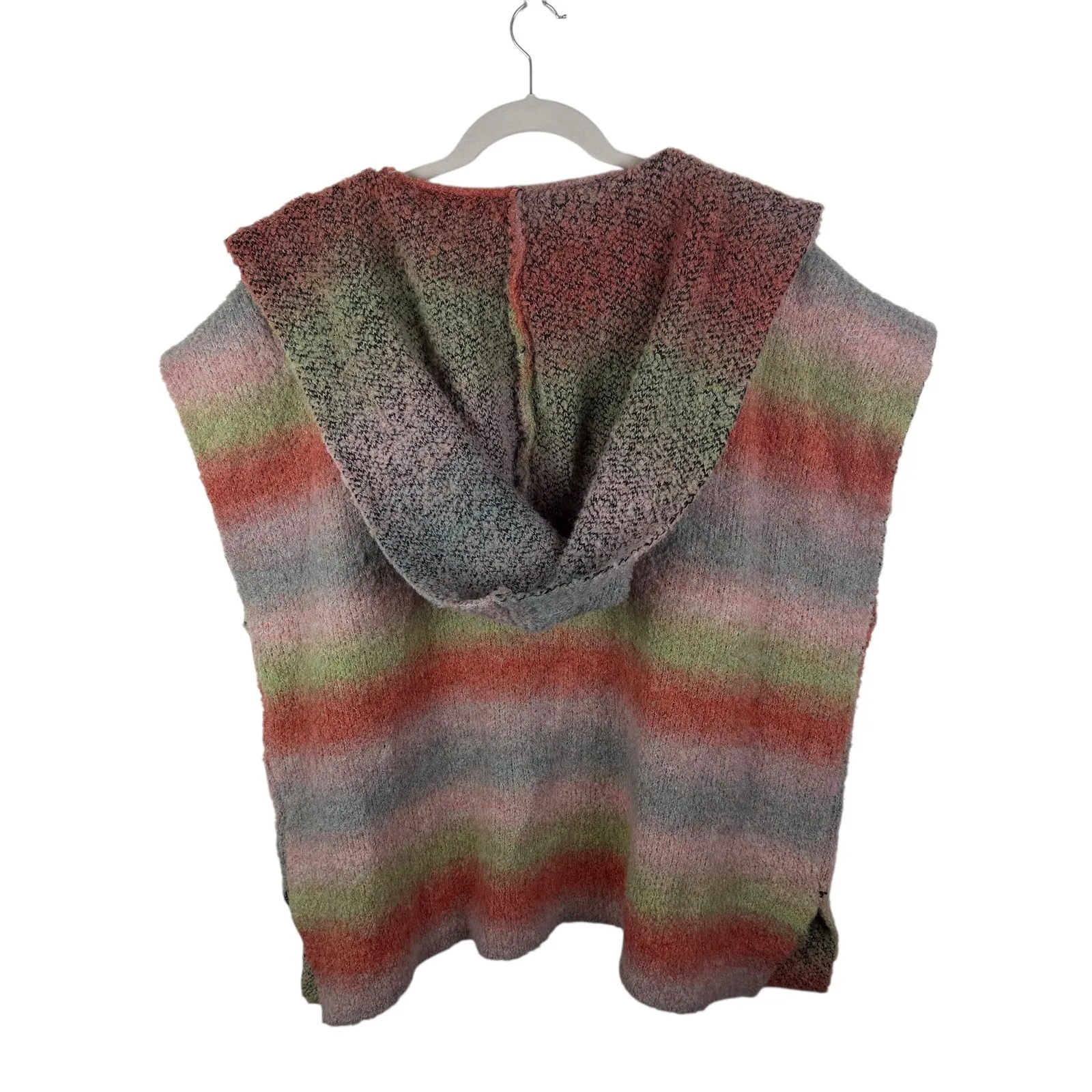 Natural Life Hooded Open Front Ombre Striped Vest Cardigan Sweater O/S Cottage - Image 5