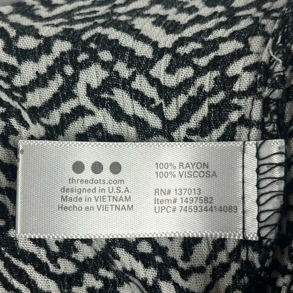 Three Dots Medium Boho Flowy Wide Leg Black & White Chevron Print Pull On Pants - Image 6