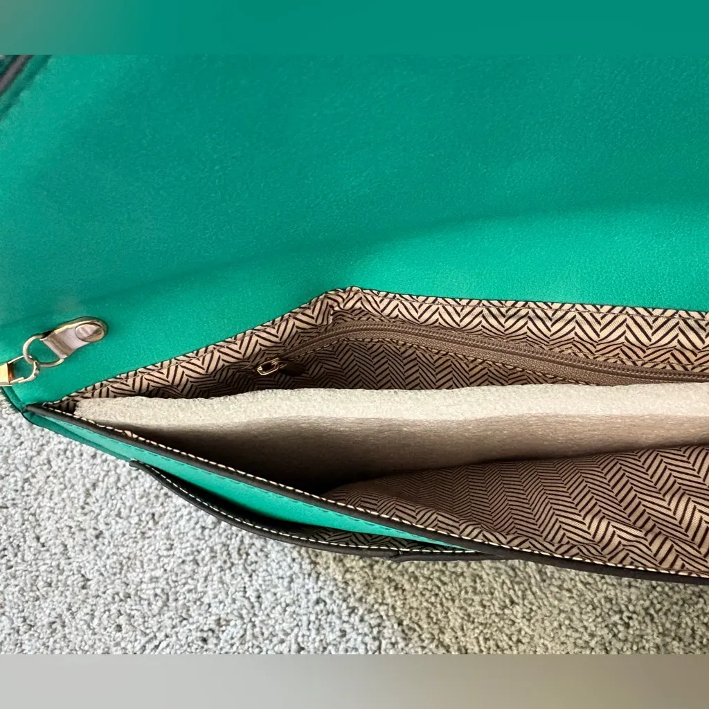 MMS Design Studio Green/Blue/Aqua Envelope Clutch/CrossbodyBag NWD Green - Image 7
