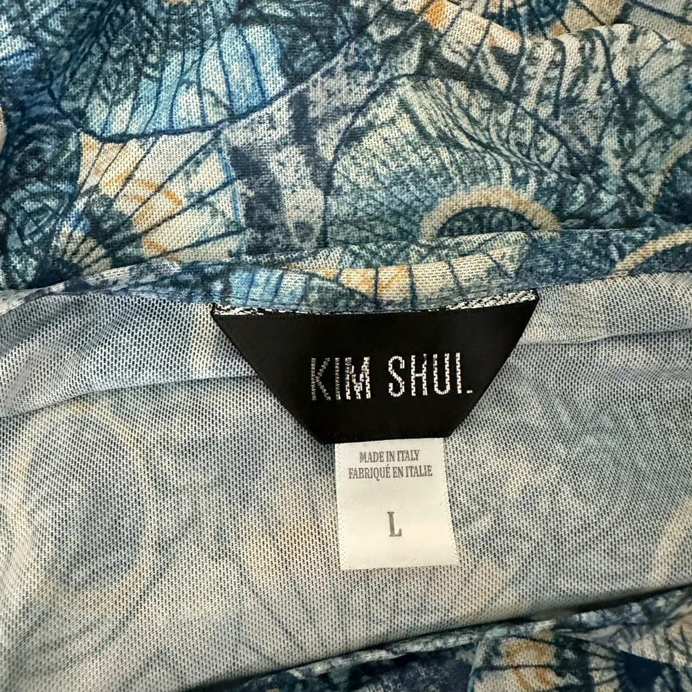 Kim Shui Blue Shell Print Ruched Dress Size Large - Image 4