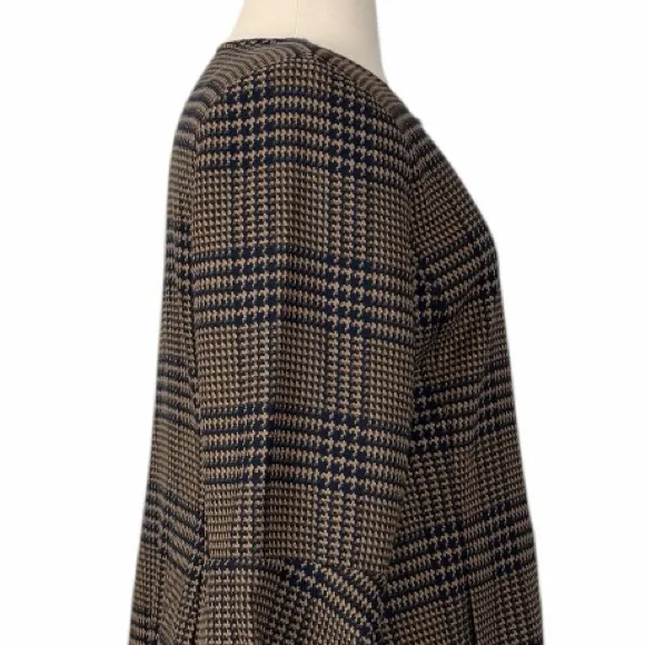 Cabi Flounce Jacket Classic Tartan Check Plaid #3902 Navy Camel Women’s Size XL - Image 8
