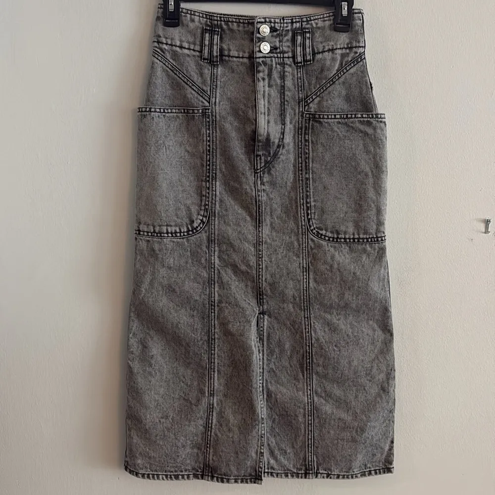 Isabel Marant Étoile Toria Denim Midi Jean Skirt in Washed Gray Size FR 34 NWT - Image 5