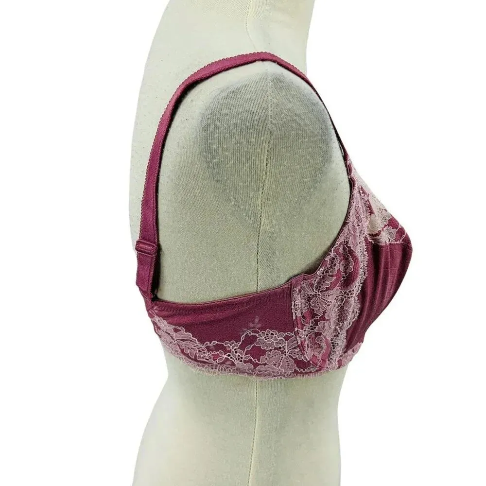 Wacoal Lace Affair Full Figure Underwire Bra 855256 Heather Rose 34DD Feminine - Image 4