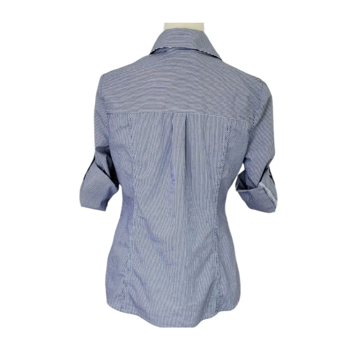 ✨White House Black Market Stripe Poplin City Camp Button Down Sz 8 Shirt✨ - Image 5