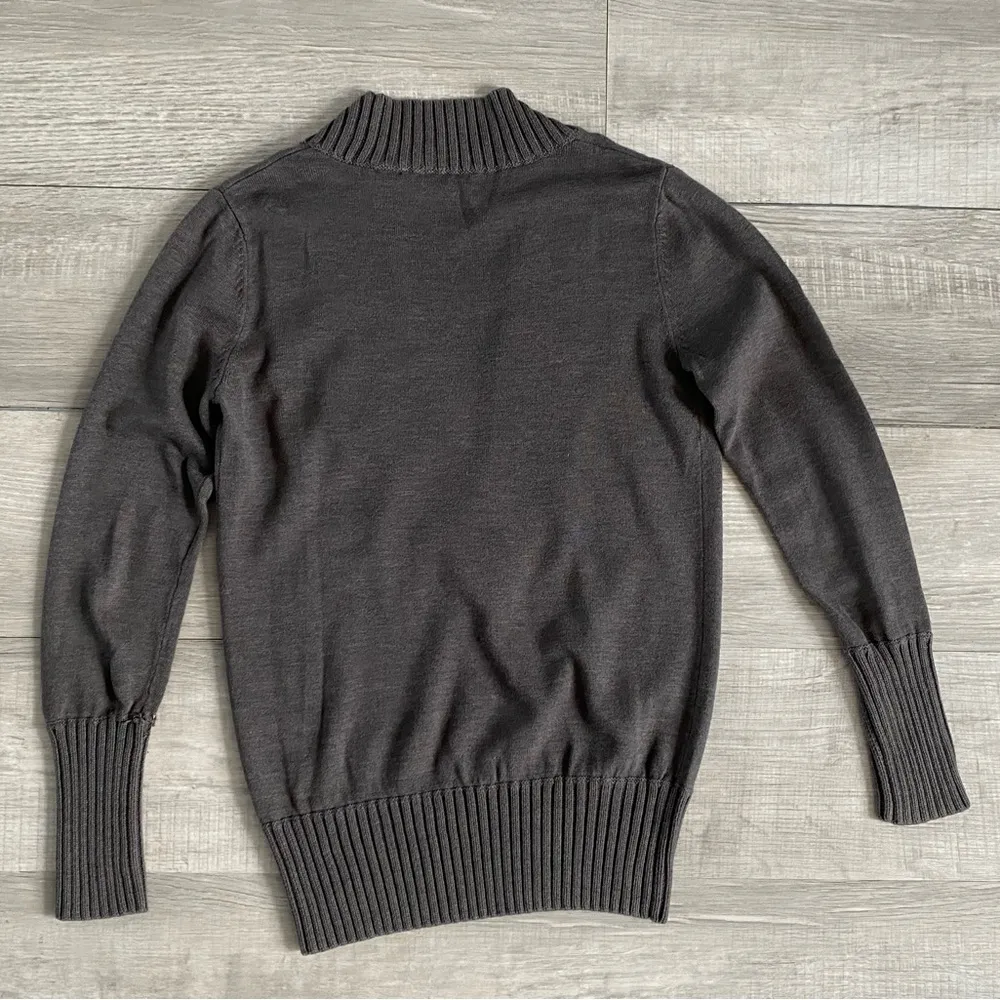 Gray Plunge V-Neck Sweater - Image 2