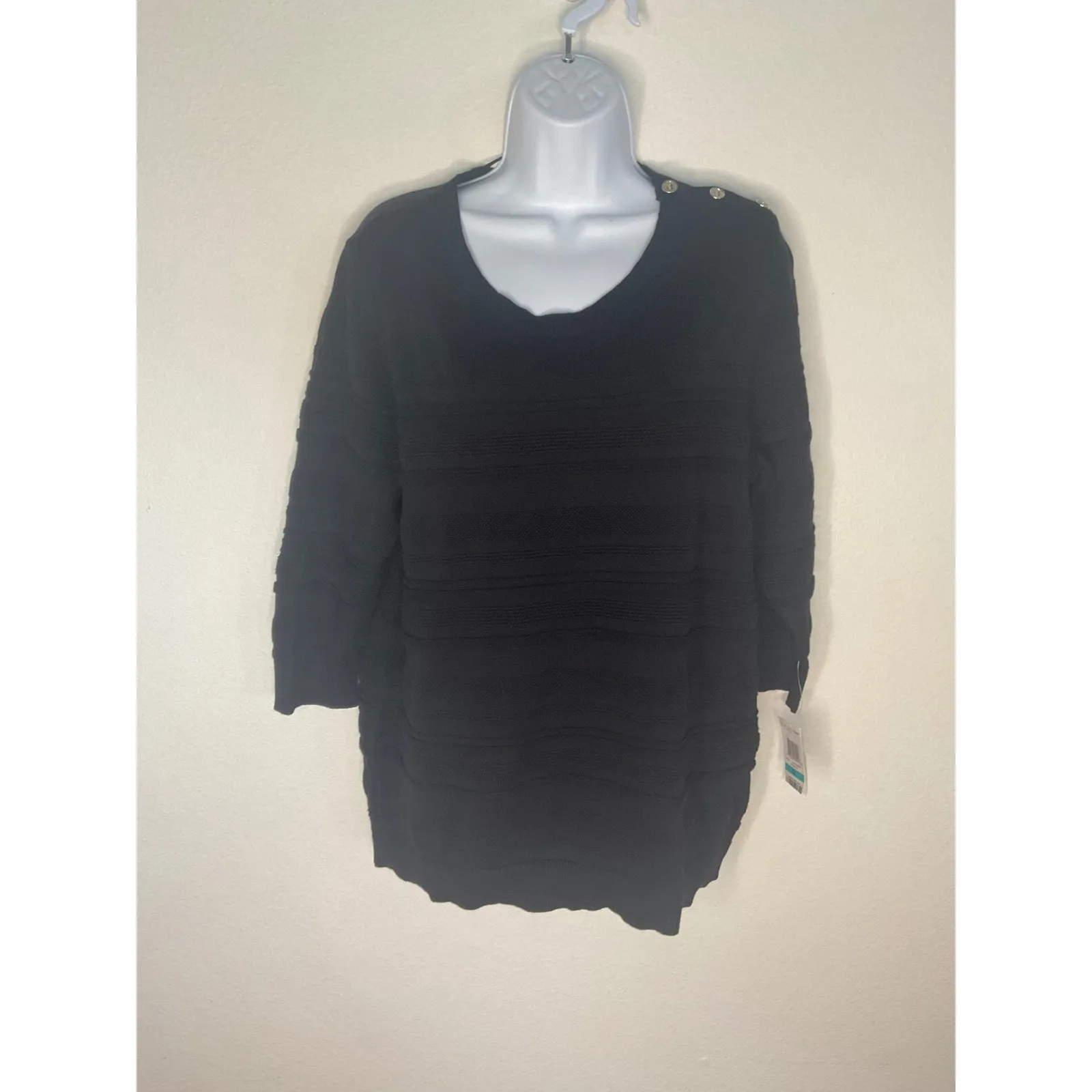 Karen Scott‎ Woman Black Crew Neck Long Sleeve Knit Top Plus Size 0X - Image 2