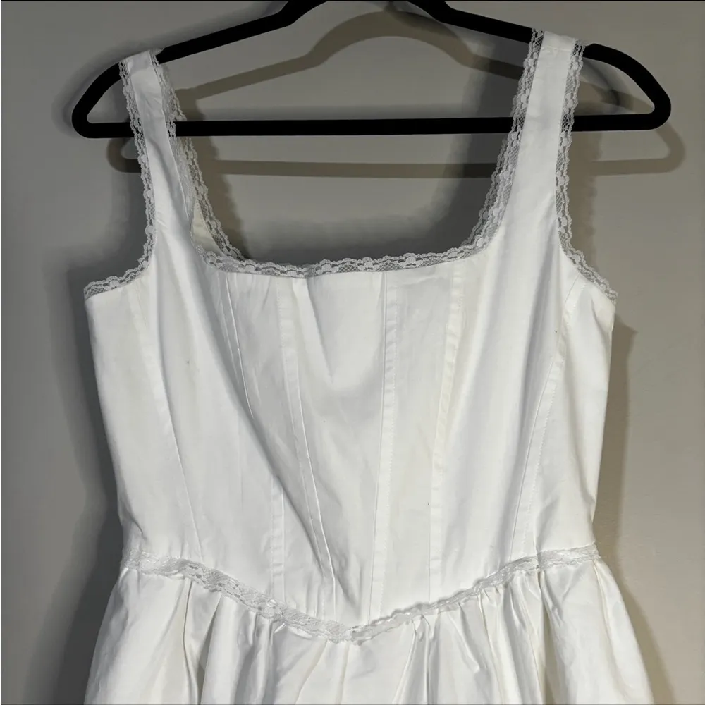 WAYF Selene Lace Trim Stretch Cotton Midi Dress Size XS - Image 4