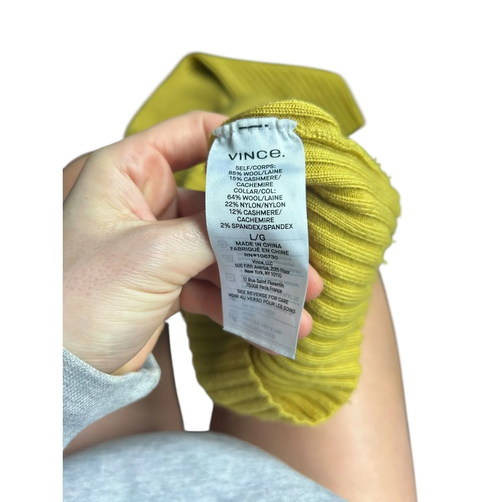 Vince Ribbed Knit Sweater Chartreuse Green 3/4 Sleeve Boat Neck Women's L - Image 6