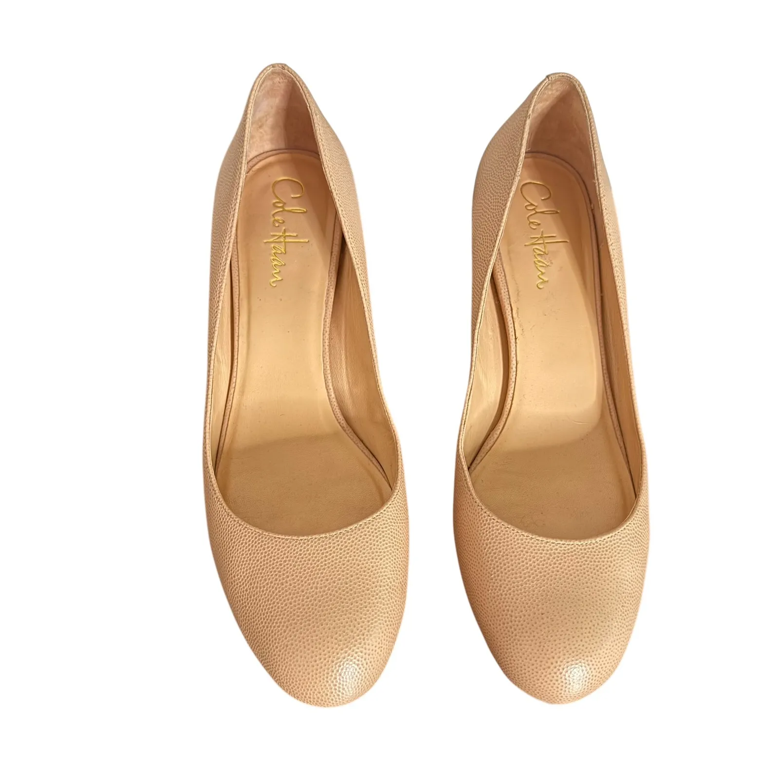 Cole Haan Nike Air Pumps Pebbled Leather Nude‎ Heels Size 7.5 Comfort Slip On - Image 3