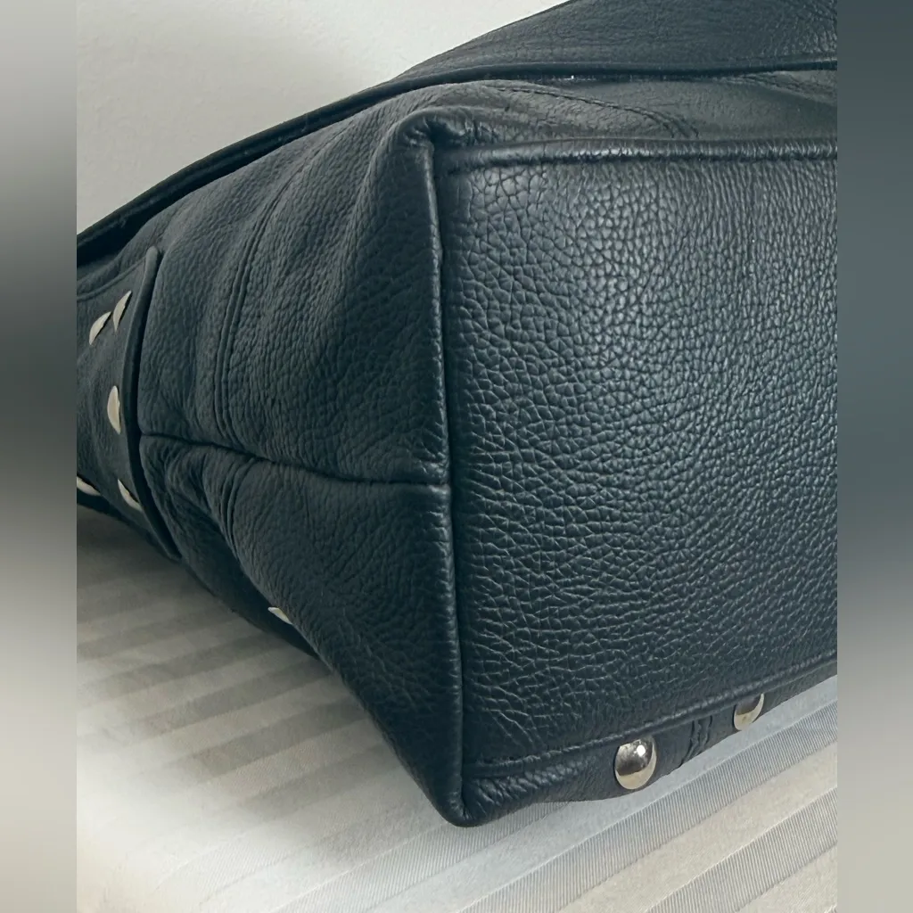 Vintage Harley Davidson Soft Pebbled Black Leather Studded Shoulder Bag Purse - Image 9