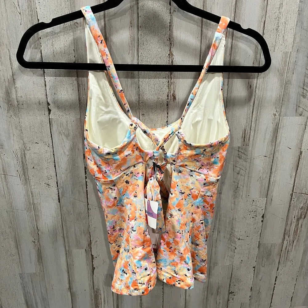 New! Mallorca Impression Orange Floral Tankini Top Strappy UPF 50+ Womens Small - Image 2