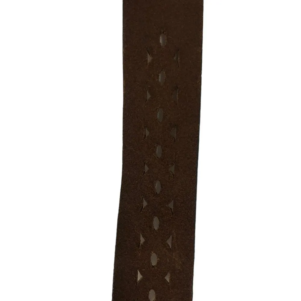Boutique Brown Leather Perforated Thick Belt - Image 4