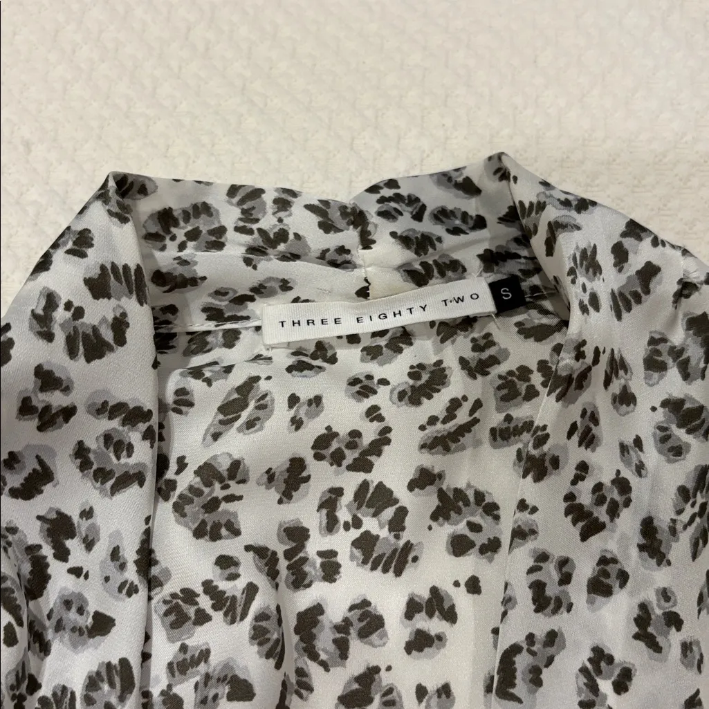 Women's Black Gray White Leopard Print cardigan blouse - Image 3