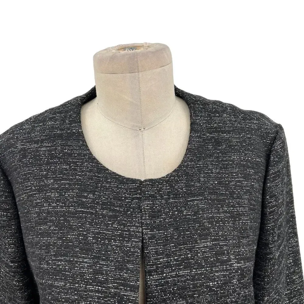 L.K. Bennett Agava JK Blazer Jacket Silver Tweed Black Size US 12‎ - Image 2