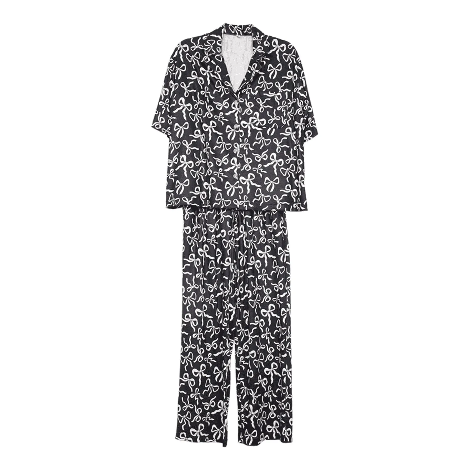 Katydid Black Bow Print PJ Pants Set Size L - Image 2