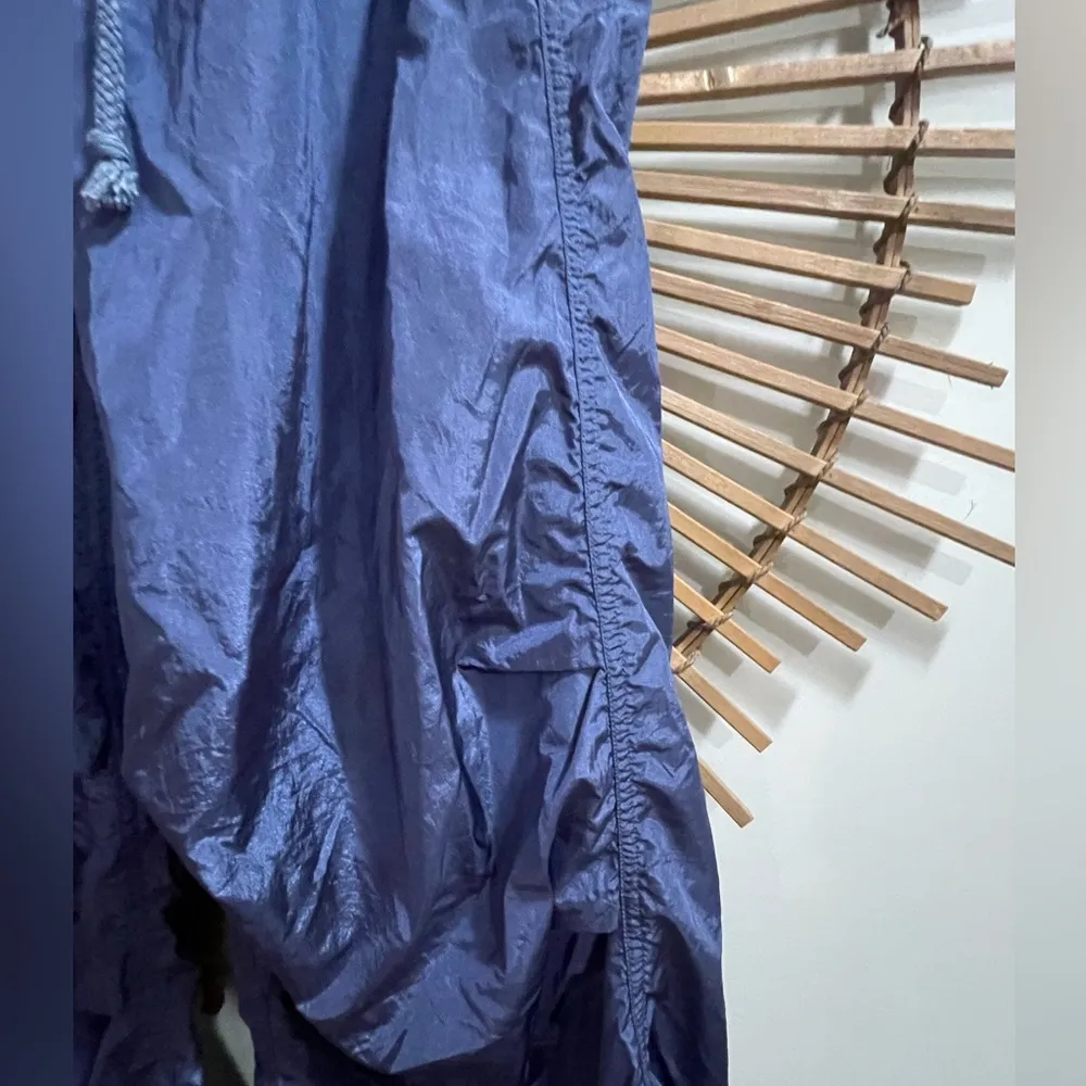 Women’s Edikted Navy Blue Nylon Parachute Pants Drawstring Waist, Ruched, Baggy - Image 2