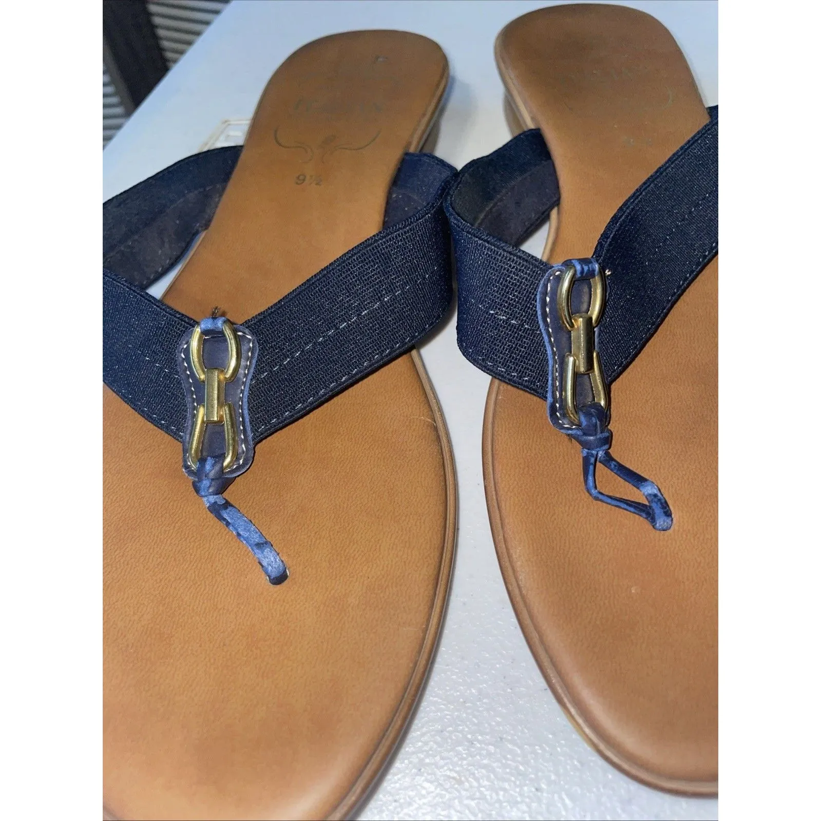 Italian Shoemakers  Navy Italy Flip Flop Sandals Size 9.5 - Image 3