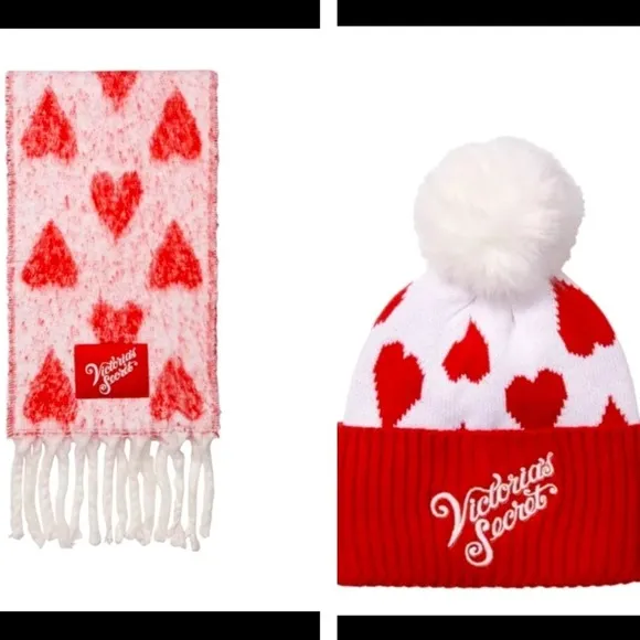 VICTORIA'S SECRET Color block Beanie Hat &Cozy Plaid Scarf 2-pc Set - Image 2