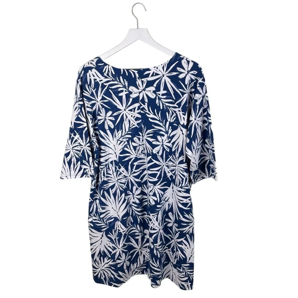 RipSkirt Sleep Shirt Tropical Palms Navy Size XL/XXL Bamboo Cotton Loungewear Blue - Image 3