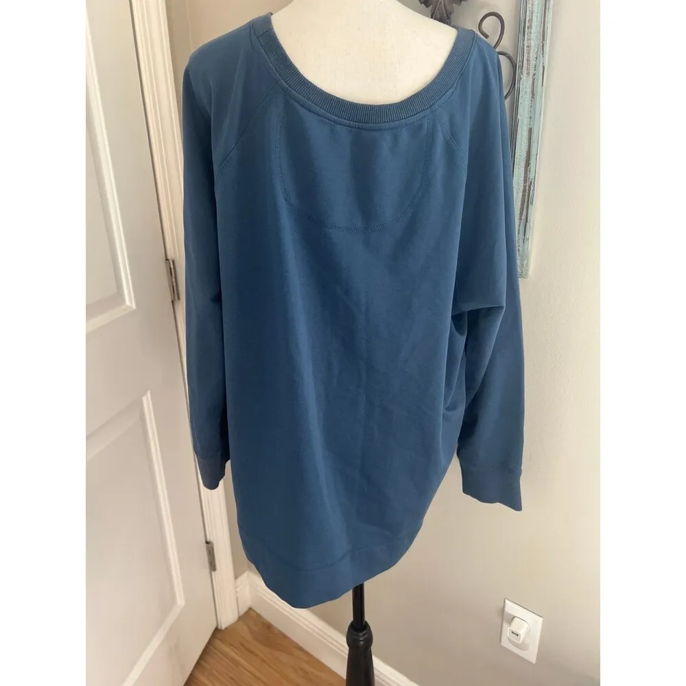 Kate Park Navy Embroidered Sweatshirt Size 2X - Image 5