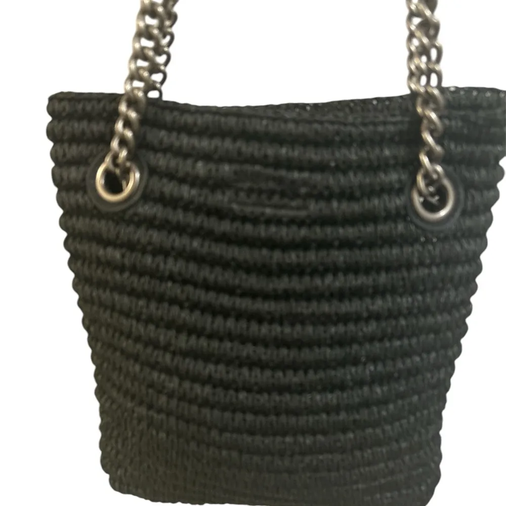 Kurt Geiger Chelsea raffia Tote Bag with matted gun metal strap - Image 3