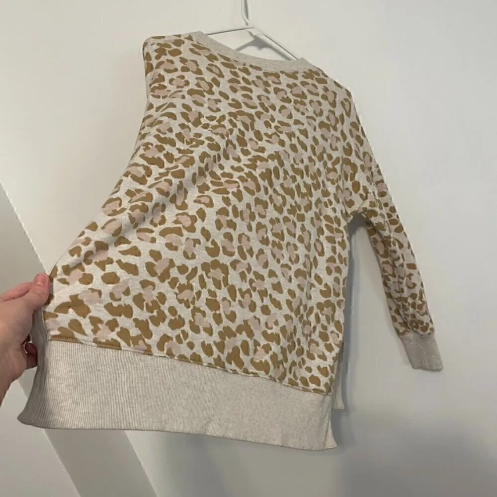 AERIE AMERICAN EAGLE Oversized Desert Sweatshirt Cream Tan Leopard Cheetah Tunic - Image 16