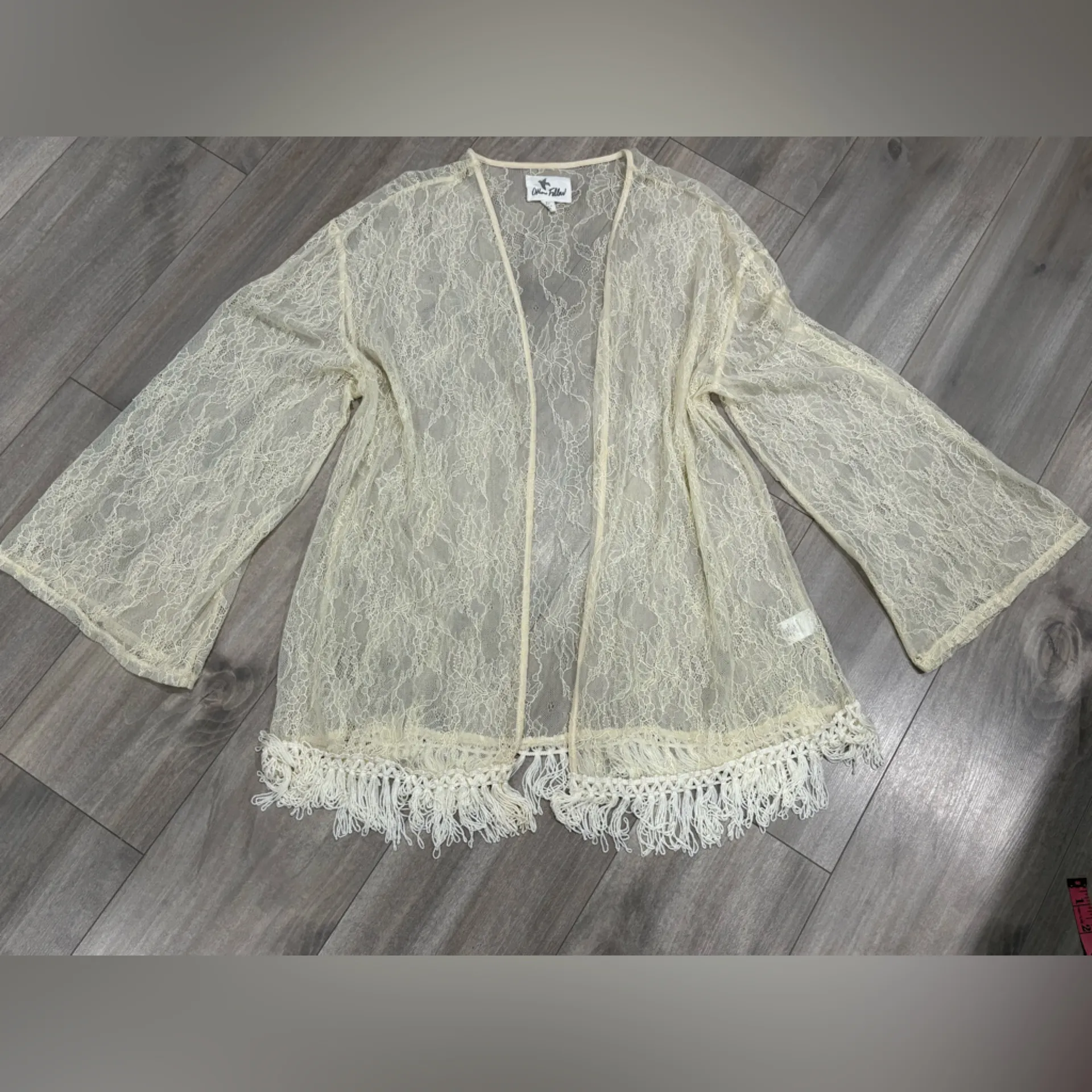 Others Follow vintage Lace Overlay Open Cardigan Size L - Image 3