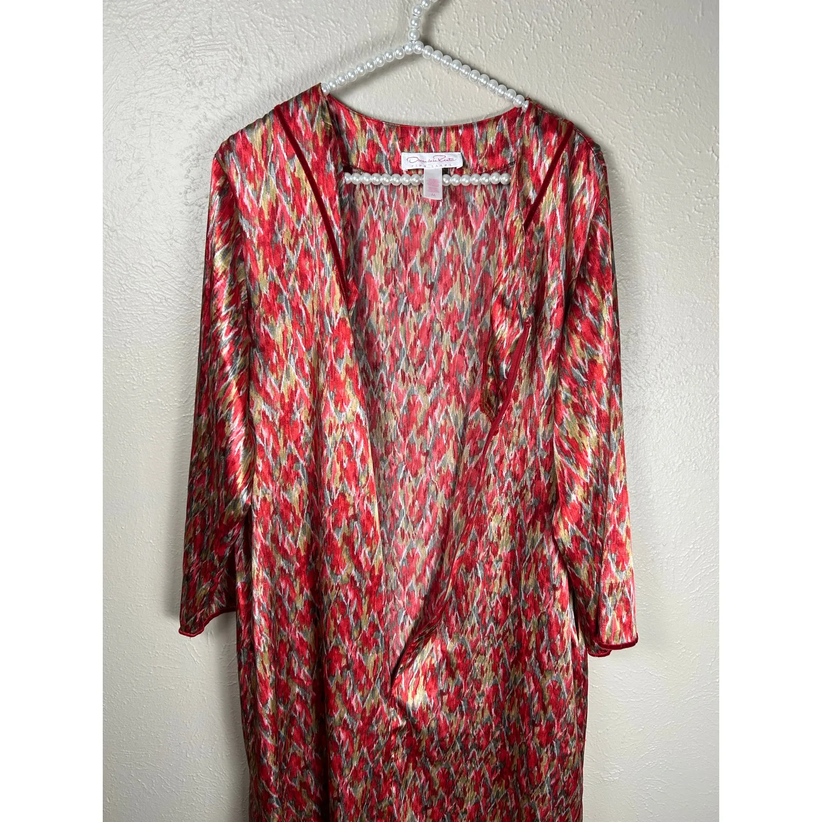 Oscar De La Renta Nightgown Size Medium Colorful Designer Mumu Sleep Dress Robe - Image 9