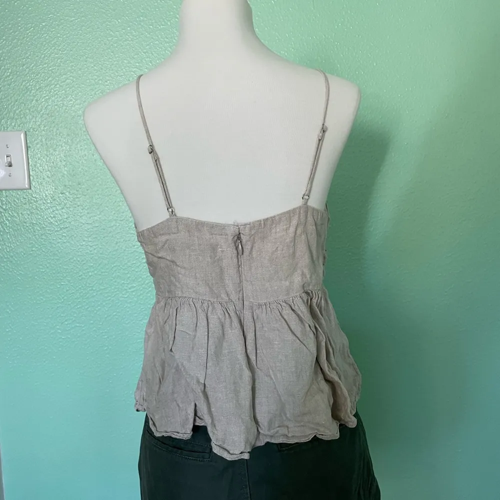 J.Crew Tan Linen Rouched Tank Top - Image 3