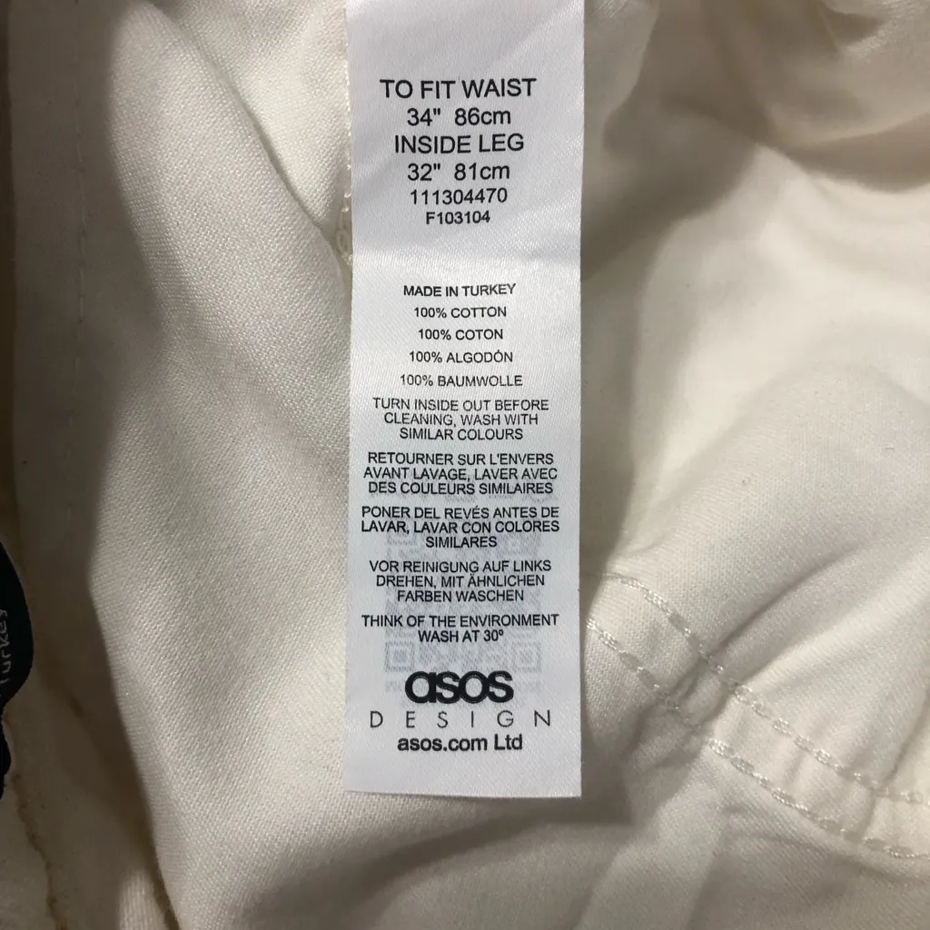 ASOS high rise cream jeans baggy women’s size 34 x 32‎ 100% cotton - Image 12