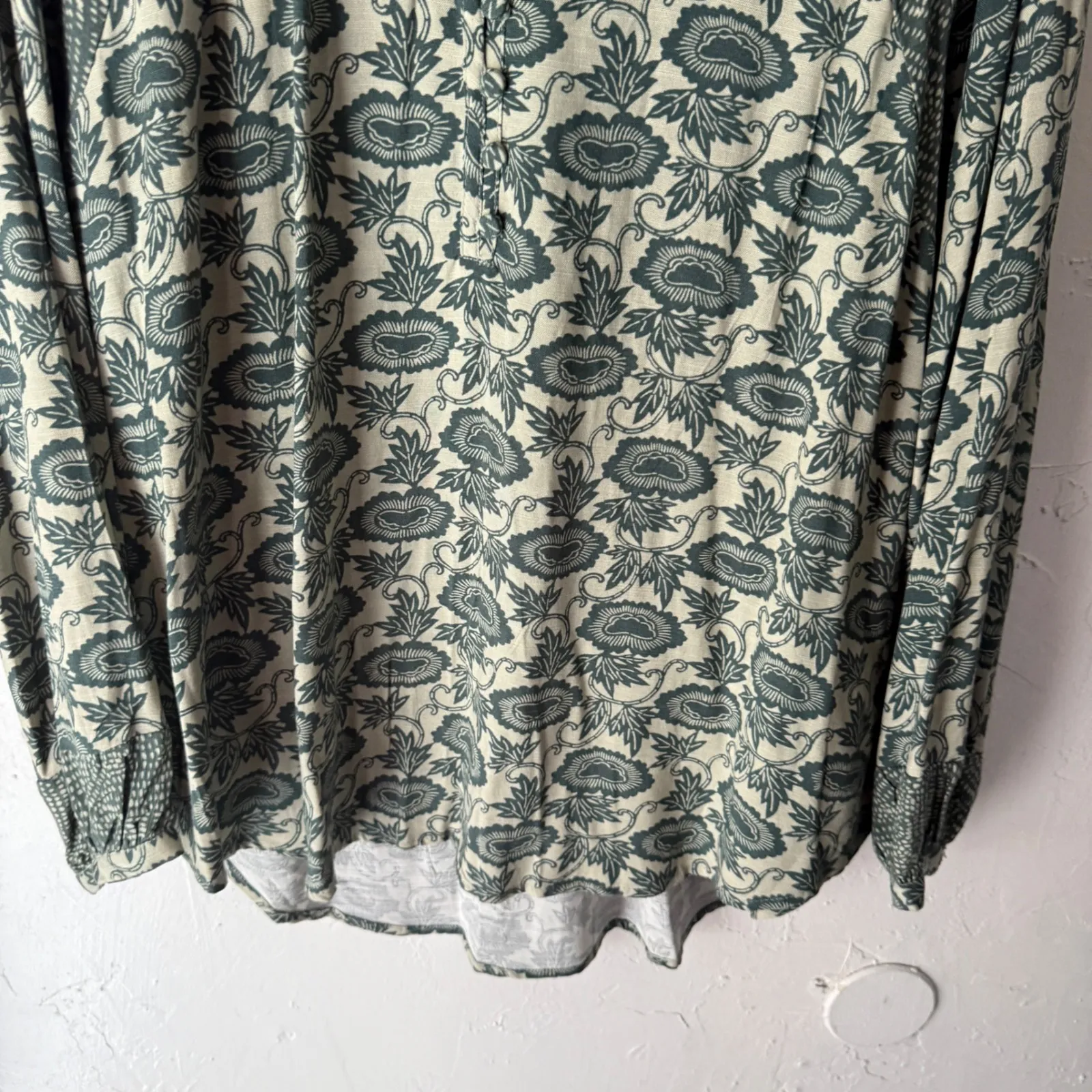 Knox Rose Womens Long Sleeve Floral Print V Neck Tunic Top Size L Peasant Boho - Image 3