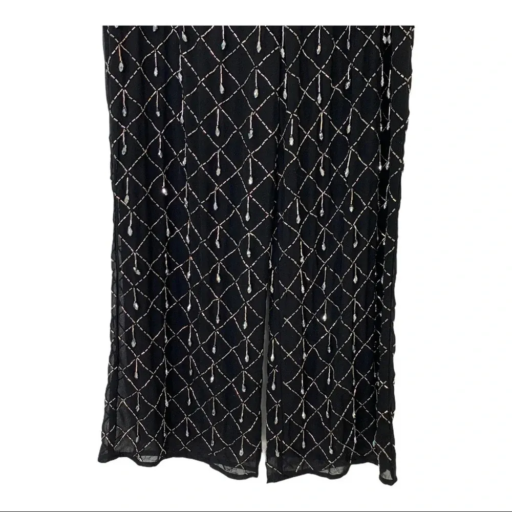 LPA Revolve Beaded Cropped Party Holiday Pant in Black Gunmetal Size XS - Image 9