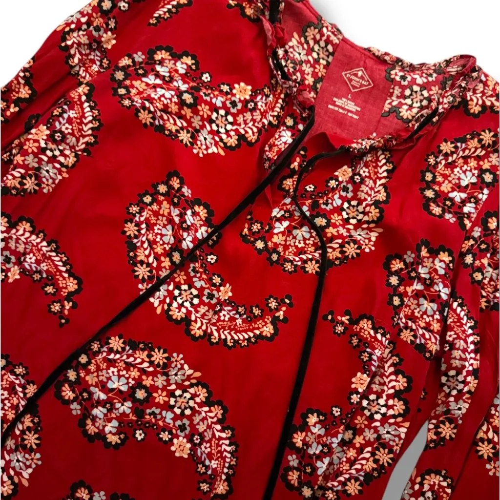 NWOT St John’s Bay Women’s Red Paisley Peasant Boho Floral Top Size M Size M - Image 4