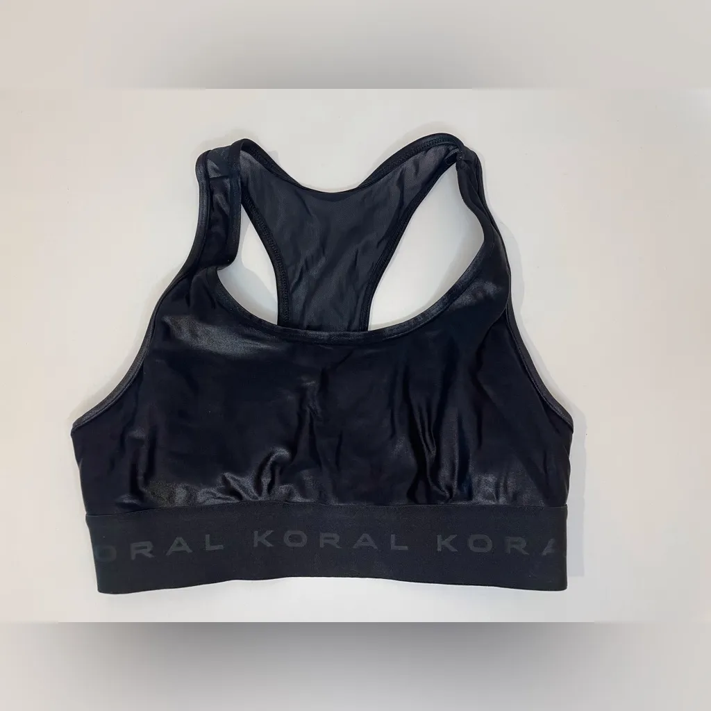 Koral Women’s Mesh-Back‎ Racerback Black Pink Sports Bra Size S - Image 3