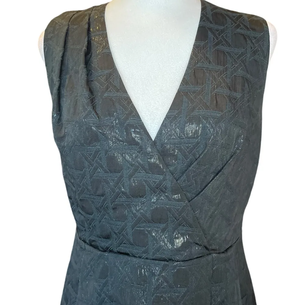 Kirna Zabete For Target Dress Black Metallic Jacquard Wrap A Line Womens Size 10 - Image 5