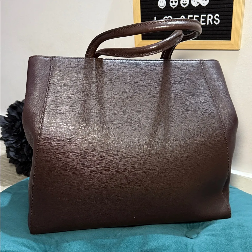 Fendi 2jours Dark Brown Large Leather Tote - Image 3