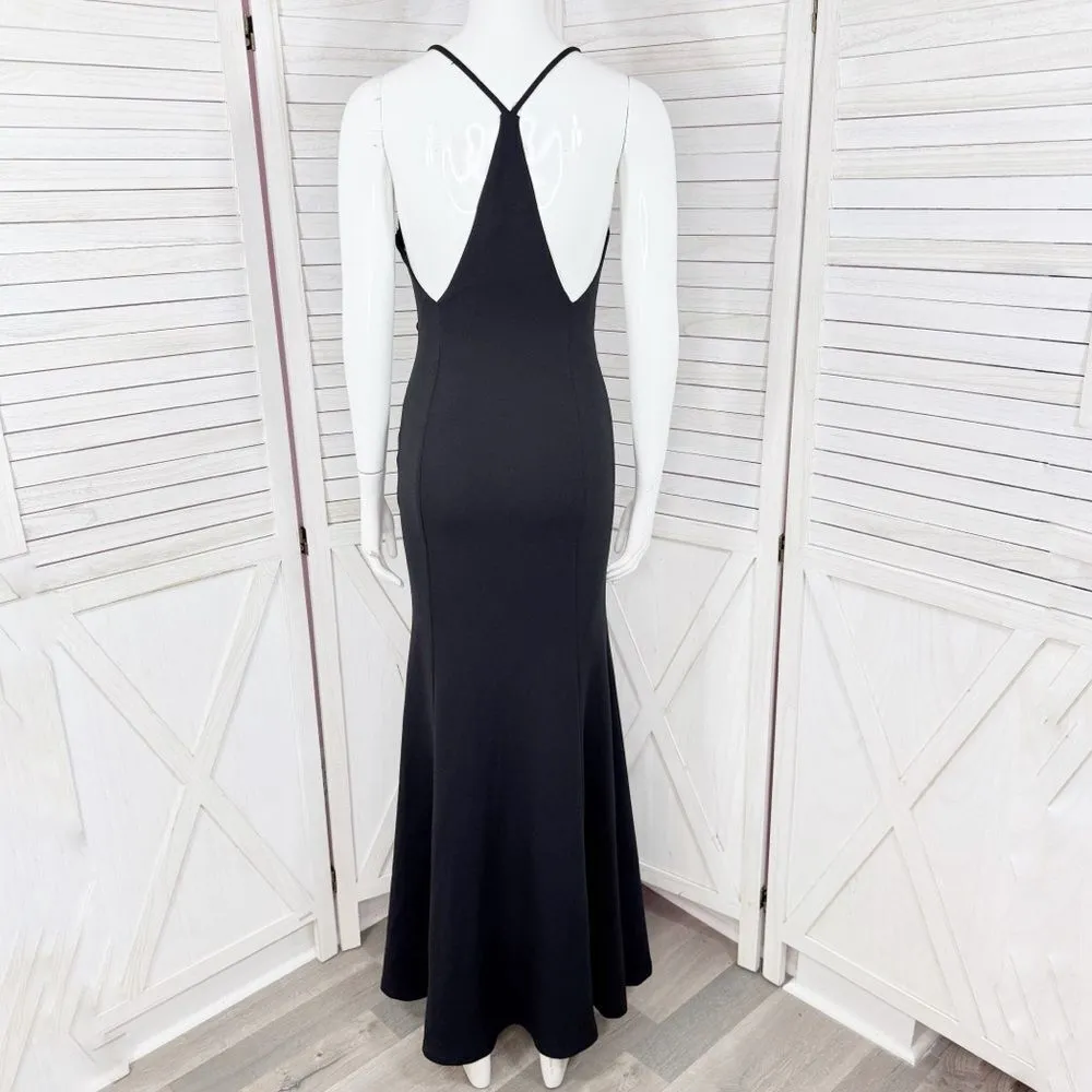 Lulus‎ Amelia Plunge Neck Racerback Sleeveless Maxi Dress Evening Gown Black XS - Image 4