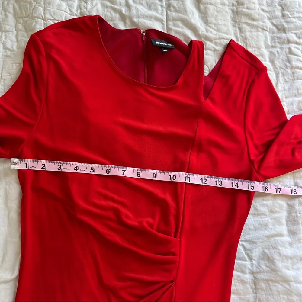 Just Cavalli Crew Neck Red Jersey Dress Long Sleeve 44/8 - Image 4