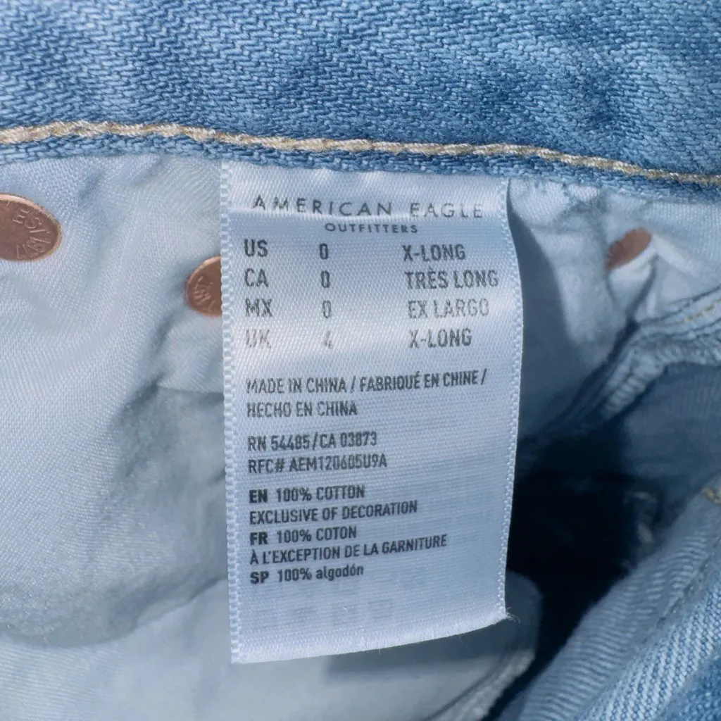 American Eagle Women's 0 X-Long Medium Wash Button Fly Hi Rise Girlfriend Jeans - Image 7