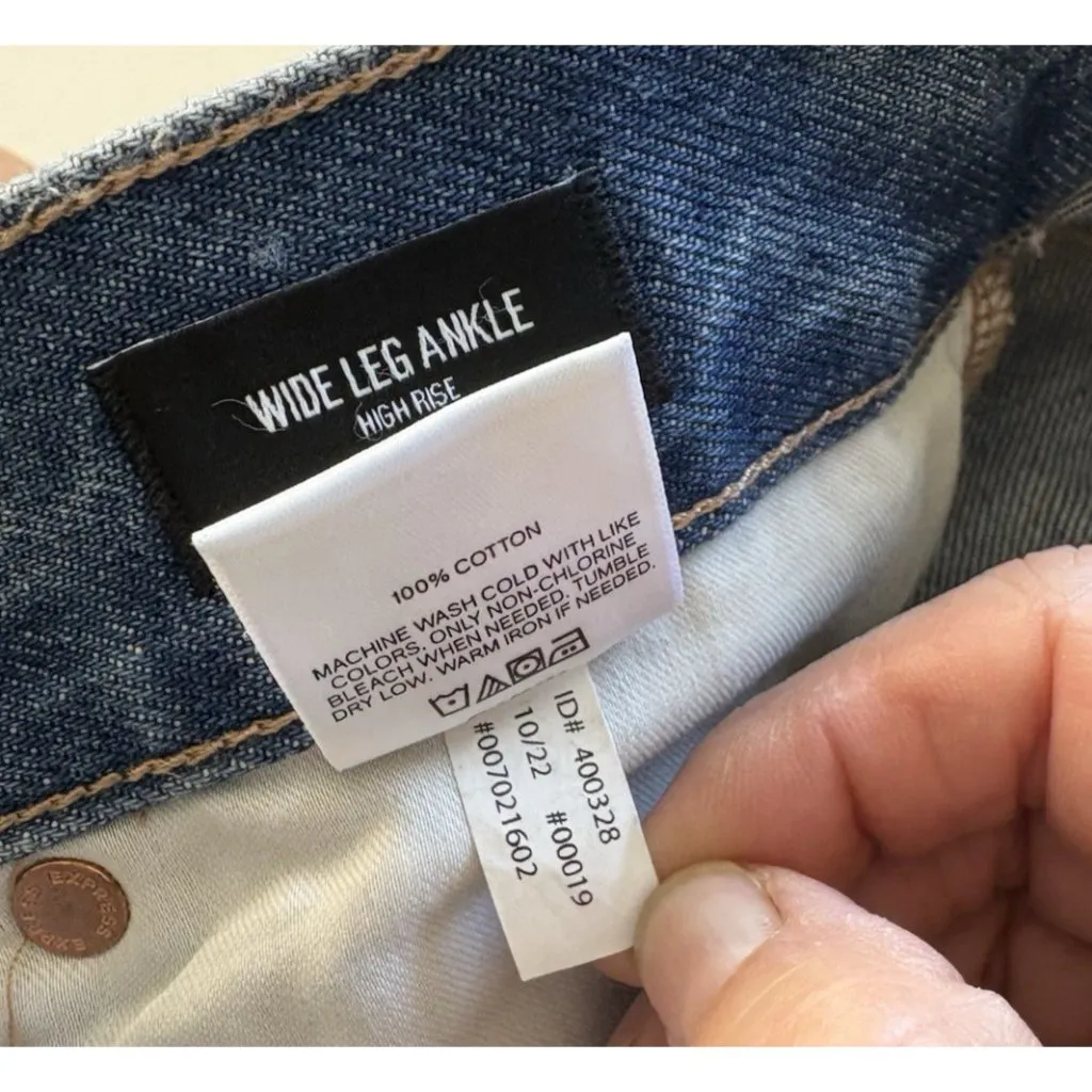 *New Express Wide Leg Ankle Jeans Womens 12 Med Wash High Rise Denim Streetwear - Image 5