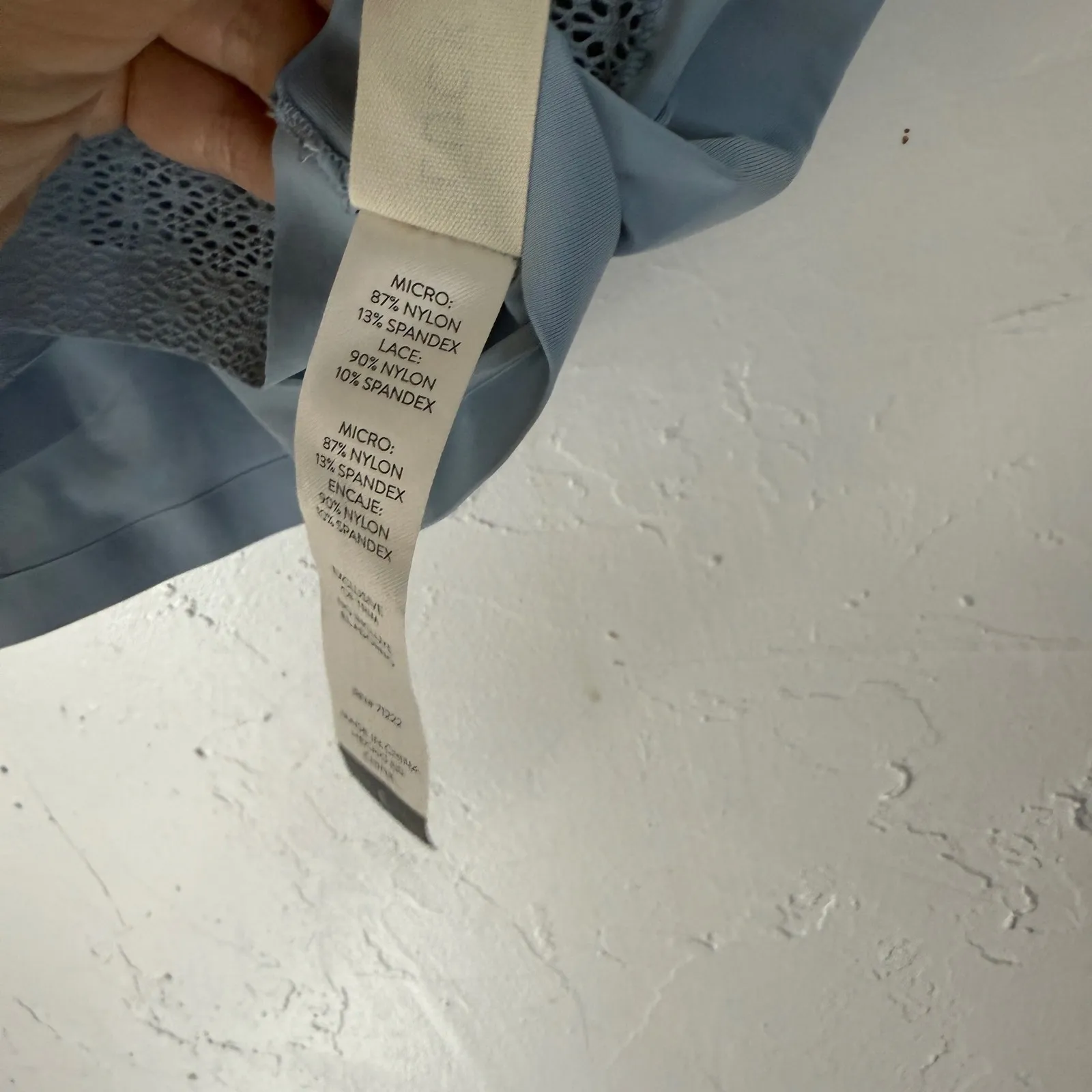 Lucky Brand Blue V Neck Lace Trim Seamless Crop Bralette Top L Comfort - Image 6