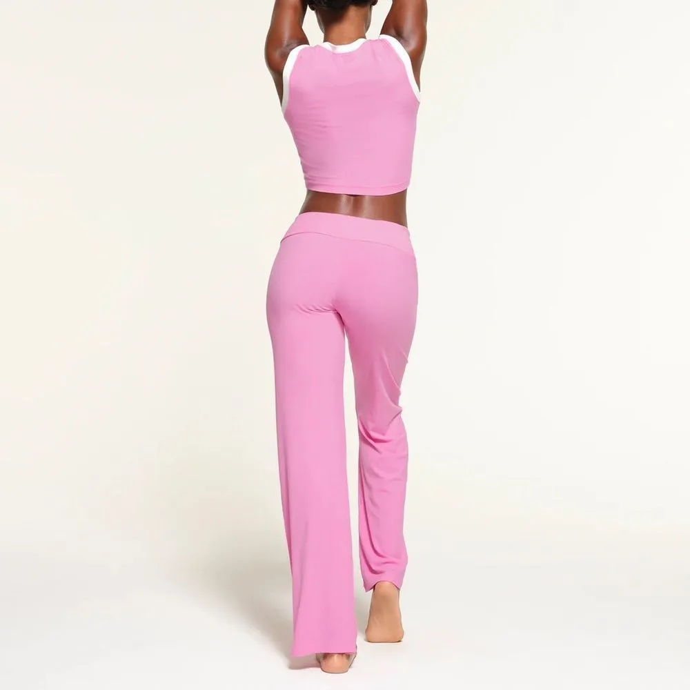 Women Skims Hot Pink Soft Lounge Ribbed Set Drawstring Pants and Tank in Blush - Image 2