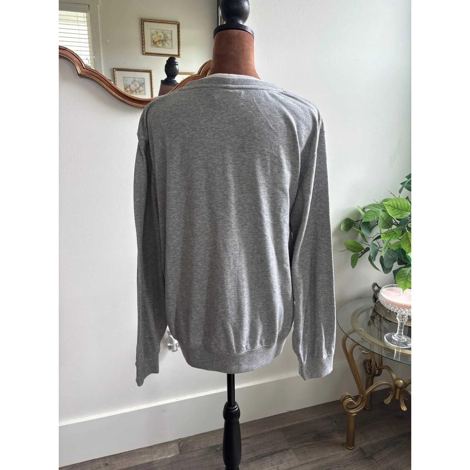 Alfred Dunner Embellished Sweatshirt Floral Accents Gray Pullover Size L - Image 4