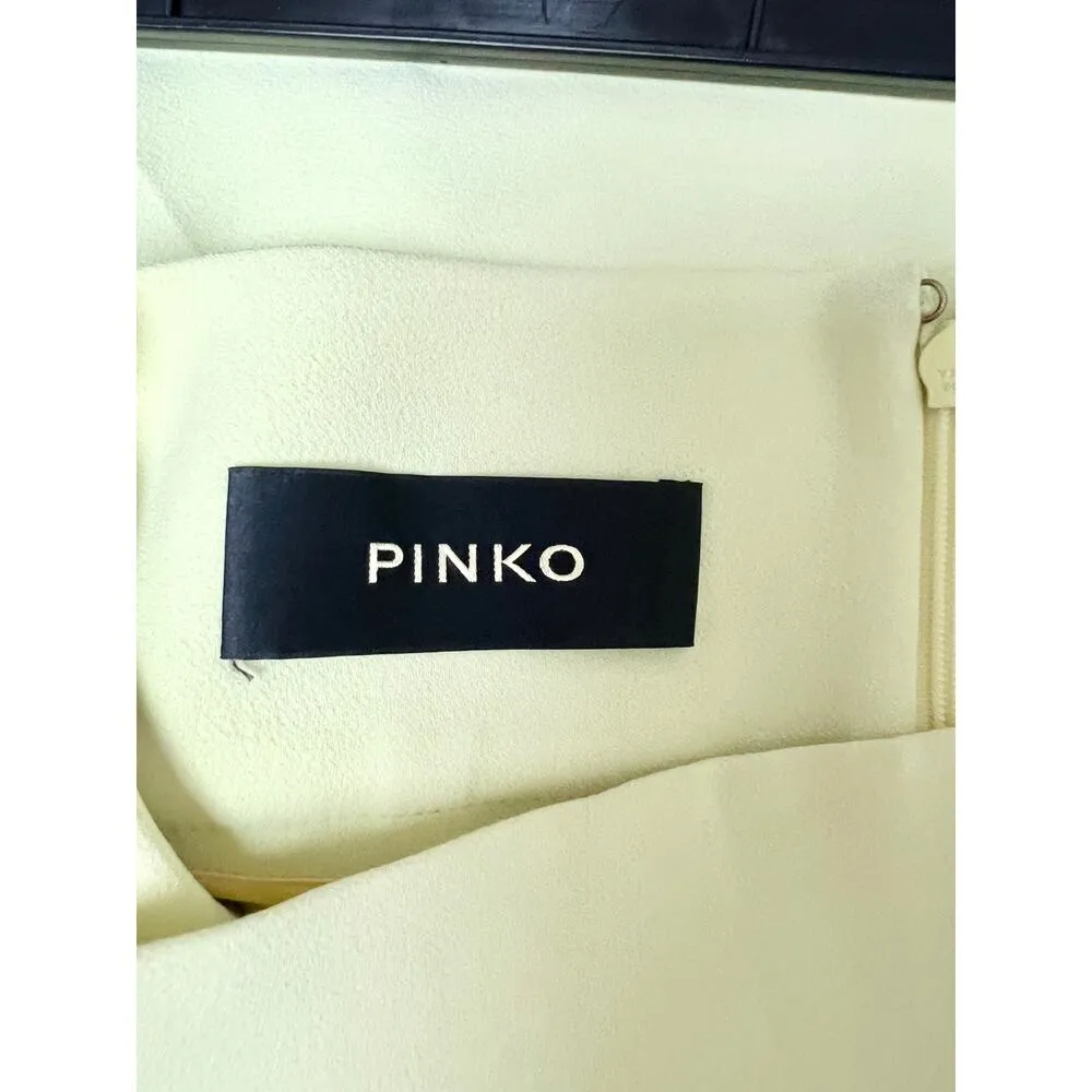 Pinko Natalia High Waisted Pleated Crepe Ankle Trouser Pants Yellow Womens US 4 - Image 5