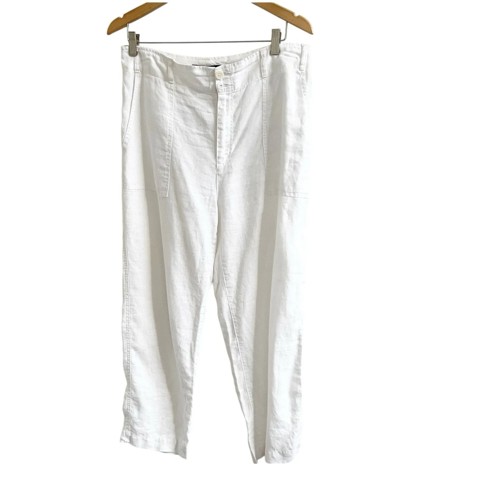 Lauren Ralph Lauren Pants Women's 10 White 100% Linen Wide Leg Drawstring Beach - Image 6