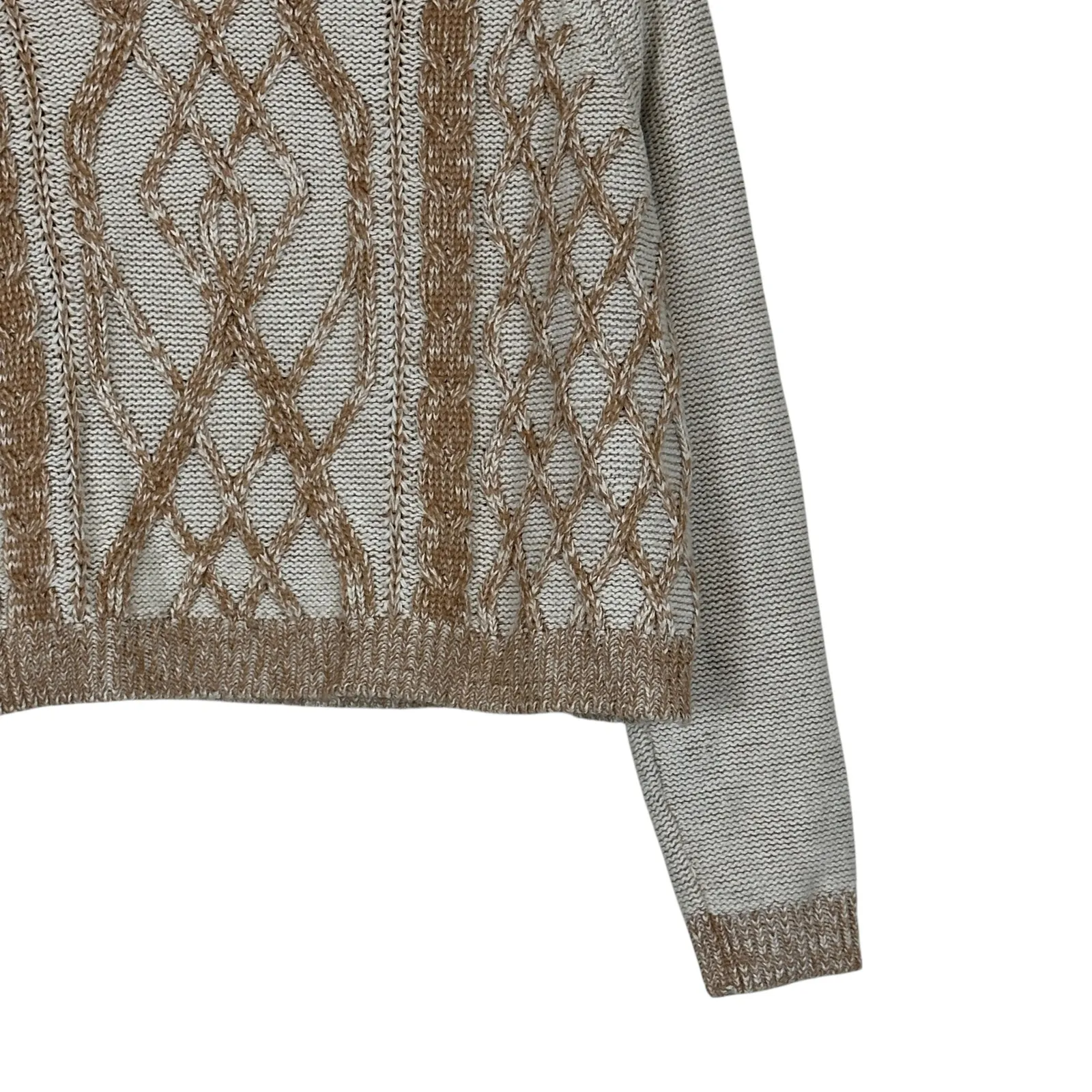 BDG Urban Outfitters Cozy Cropped Sweater Womens S Tan Cable Knit Preppy Goblin - Image 3