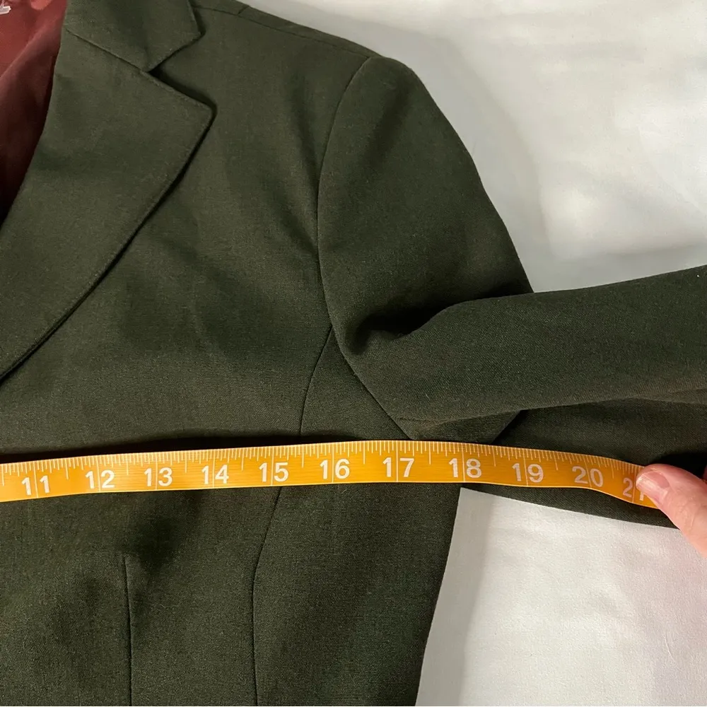 VTG Laundry by Shelli Segal size 6 Army Green Button Front Blazer Jacket Office - Image 3