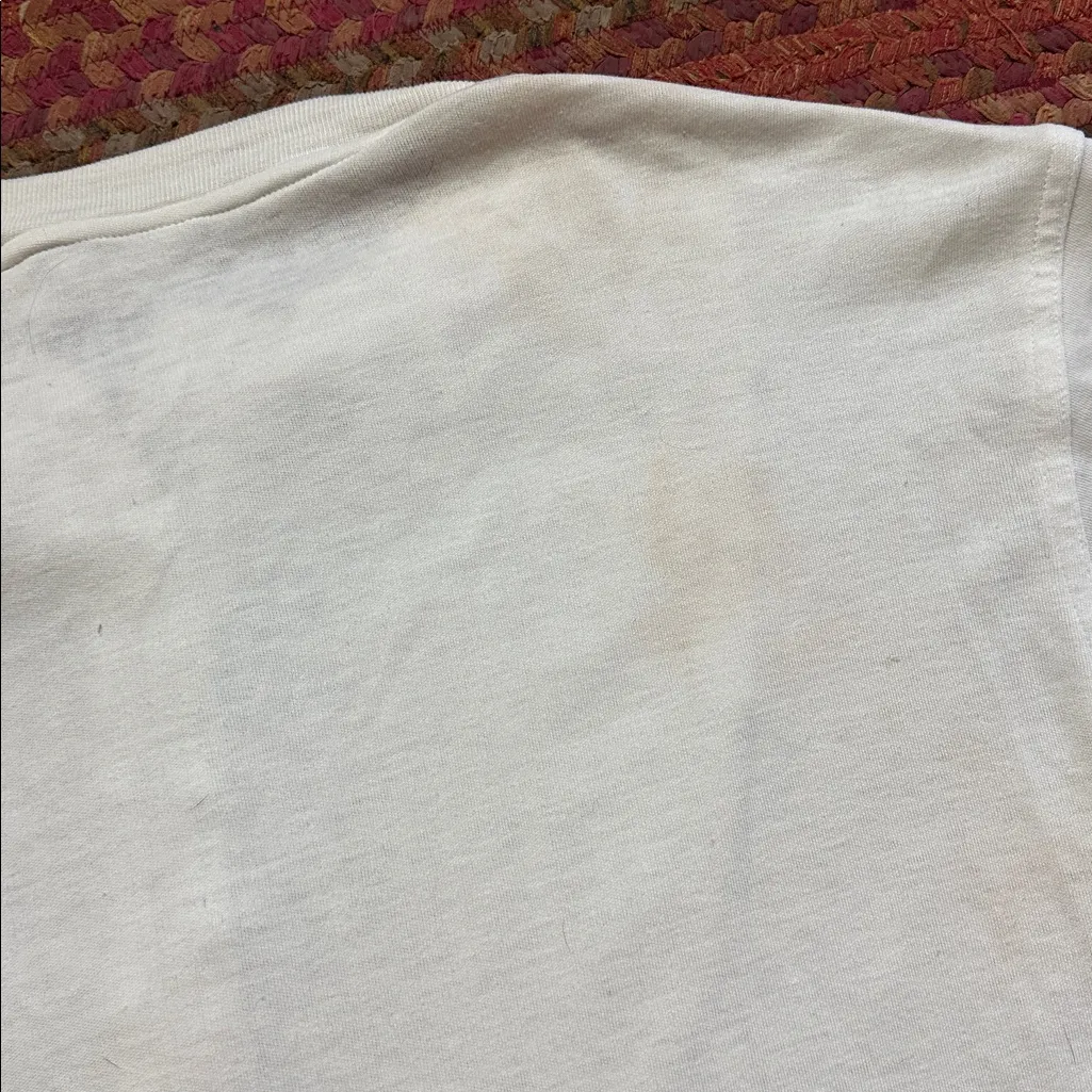 VTG WHITE YOLKED LONG SLEEVE HENLEY BUTTON TEE Size M - Image 6