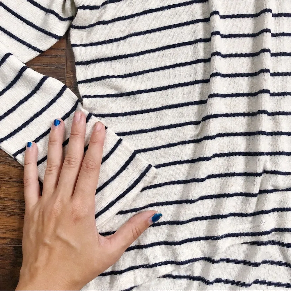 Mumu Mellow • SMYM striped sweater pullover knit tee cream navy oversized - Image 6