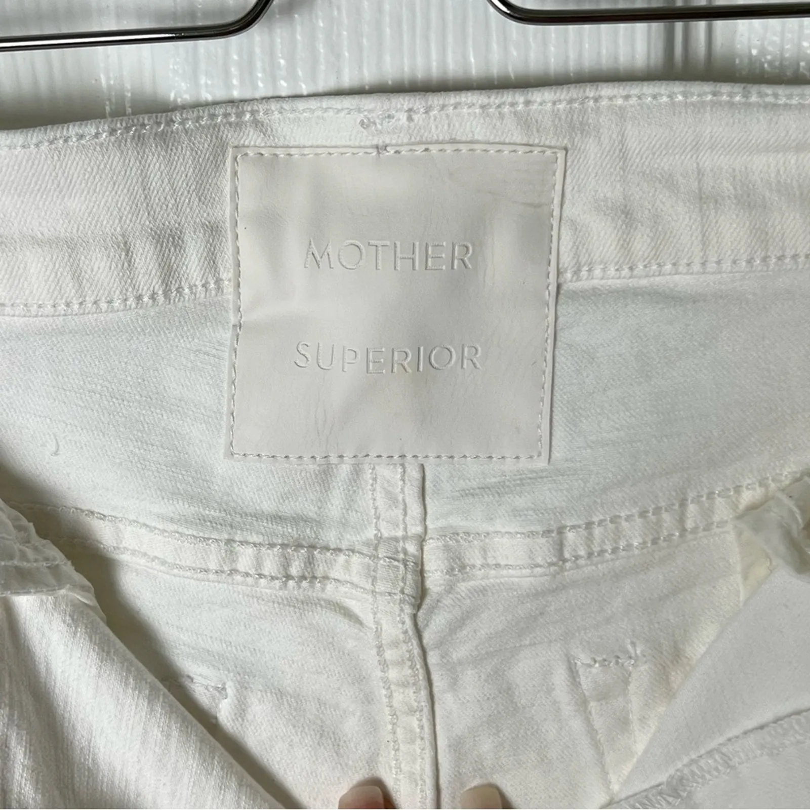 Mother Cotton White High Rise Bermuda Frayed The Undercover Knee Fray Shorts 27 - Image 3